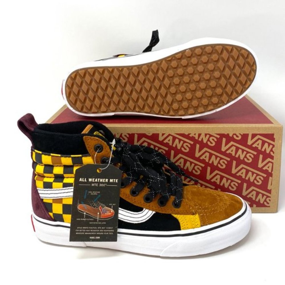 VANS Sk8-Hi Mte Dx Suede Canvas Brown Check Yell Women's Size 8.5 VN0A3DQ522Z - Picture 2 of 7